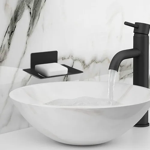 Vista 5 de Jabonera para ducha, soporte de jabón autoadhesivo de 5 ranuras para baño, soporte de jabón de ducha montado en la pared, bandeja de jabón de acero