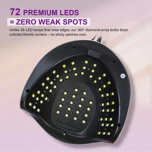 Vista 5 de Lámpara de uñas profesional de 300 W, secado rápido, sensor de movimiento automático, 4 ajustes de temporizador, cobertura uniforme de 72 LED