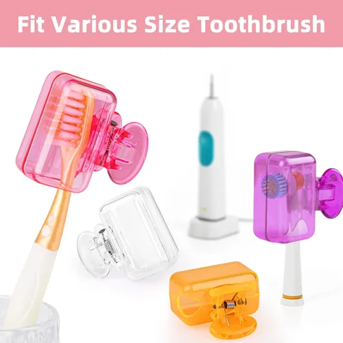 Vista 7 de Paquete de 4 fundas protectoras para cepillos de dientes de viaje, protector de cepillo de dientes, estuche protector de plástico portátil