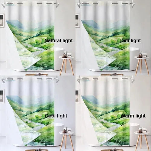 Vista 435 de Shrahala Father and Child Embracing No Hooks Shower Curtain with Snap in Liner Set, Tender Moment Captured Bathroom Décor Polyester Fiber Waterproof