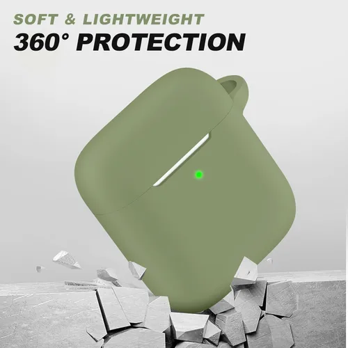 Vista 94 de Funda Protectora para AirPods 1/2, viene con kit de limpieza, funda protectora de silicona suave con hebilla, compatible con estuche de carga