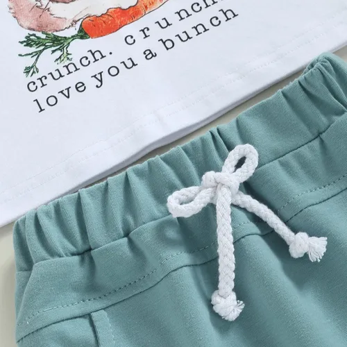 Vista 6 de Juego de 2 piezas, pantalón corto y playera con capucha y bolsillo, conjunto camuflado, para niños y niñas