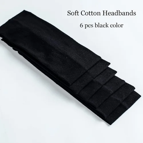 Vista 6 de 6 diademas negras para mujer, diadema de algodón antideslizante, elástica, soporte para la cabeza, accesorios para el cabello