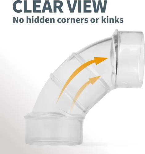 Vista 3 de POWERTEC 70336-P2 2-1/2" OD 90 grados Codo - Conector colector de polvo de plástico ABS (transparente), paquete de 2