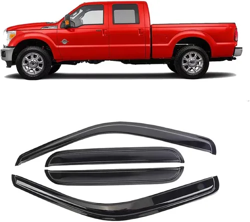 DYRDINSHOW para 1999-2016 Fo-rd F-250 F-350 F-450 F-550 Super Duty SuperCab Crew Cab Visor de ventilación de ventana para lluvia y humo