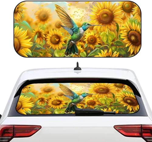 Vista 19 de Biyejit Parasol para ventana trasera de coche de vaca blanca y negra con ventosa, accesorios de automóvil con estampado de vaca, bloqueador solar
