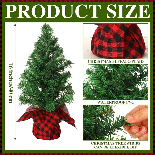 Vista 2 de Ceenna 6 piezas de mini árbol de Navidad artificial sin luz, falso árbol de Navidad de mesa, decoración de árbol de pino falso con base