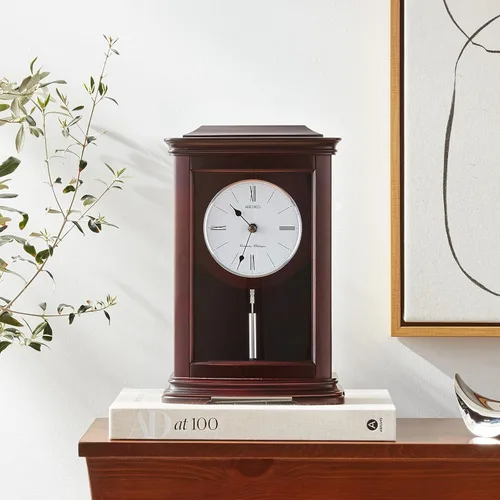 Vista 6 de Seiko Reloj de repisa marrón oscuro con campanilla y péndulo