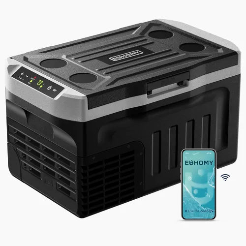 EUHOMY 12 Volt Refrigerator, 22QT(21L) 12V Cooler, Compressor Electric Cooler -4℉~68℉, 12V Fridge 12/24V DC 100-240V AC, Portable Freezer for