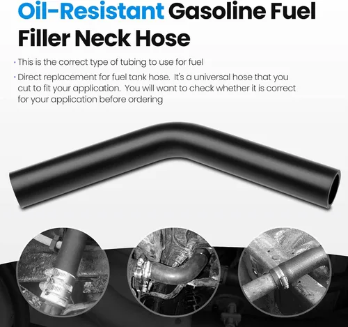 Vista 4 de Manguera de cuello de llenado de combustible de gasolina con 4 abrazaderas de manguera, manguera de combustible de 1 pulgada de diámetro