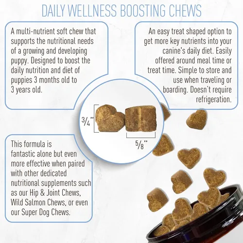 Vista 6 de Strawfield Pets Multivitamínico para cachorros + probióticos para perros, vitaminas para cachorros con suplemento de apoyo articular para perros