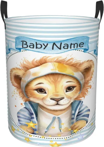 Vista 8 de Cesta de lavandería personalizada con nombre, impermeable, jirafa, para guardería, para bebé, niña, niño, cestas de almacenamiento plegables