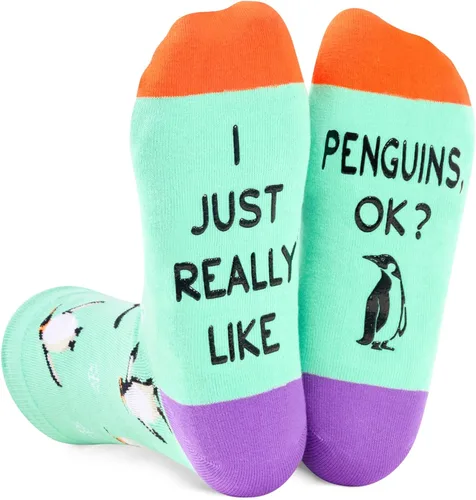 HAPPYPOP Calcetines divertidos de pingüino para mujeres, hombres y niñas, regalos de pingüino, regalos del océano, calcetines de pingüino,