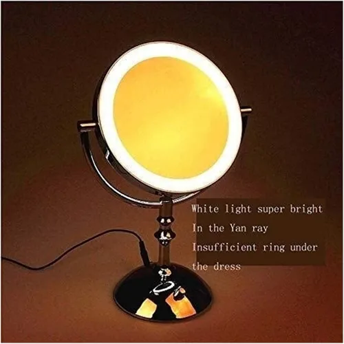 Vista 7 de Espejo de tocador de baño, espejo de maquillaje LED, espejo de tocador iluminado de 8 pulgadas, aumento 1x/3x de doble cara, inalámbrico