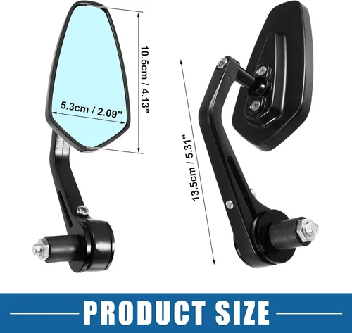Vista 4 de Espejo retrovisor universal para manillar de motocicleta, retrovisor, antirreflejos, lente azul, negro, 1 par