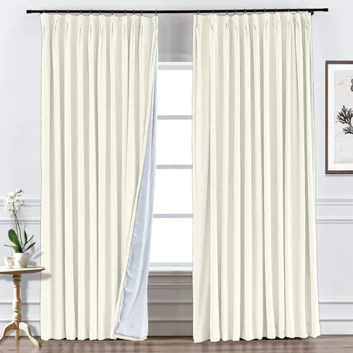 Vista 13 de ChadMade Pinch - Cortina plisada de terciopelo con aislamiento térmico y forro para oscurecer la habitación, con forro, cortina plisada de 27