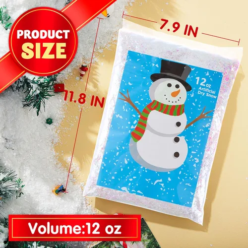 Vista 4 de JOYIN 12 OZ Nieve de Navidad centelleantes, copos de nieve artificiales de plástico para decoración de árbol de Navidad, escenas brillantes, adornos