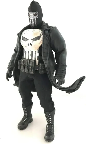 Vista 2 de Abrigo negro hecho a mano en miniatura a escala 1/12 para Marvel Legends Mezco Punisher Nick Fury (Figura no incluida)