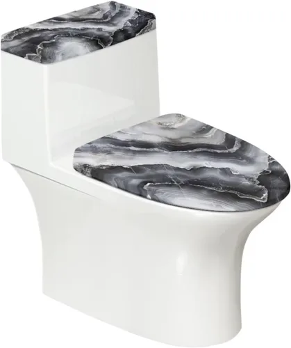 Vista 32 de Juego de 2 fundas de tapa de inodoro y cubierta de tanque de mármol, decoración blanca para decoración de baño, lavable a máquina, fácil de limpiar