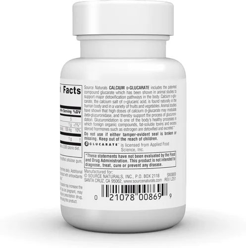 Vista 4 de Source Naturals Calcio D-Glucarato 500mg Desintoxicante Celular - 30 Tabletas