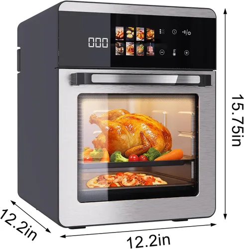 Vista 2 de Horno freidora de aire grande de 18 cuartos con pantalla táctil, freidora de aire 10 en 1, asar, hornear, asar, secar, congelar, a prueba