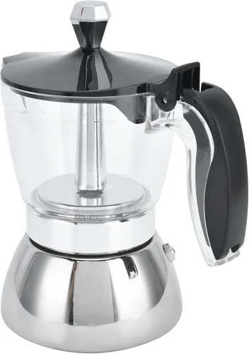 Vista 7 de Tbest Estufa moderna transparente percolador acero inoxidable vidrio italiano 4 tazas cafetera de acero inoxidable cafetera olla cafetera