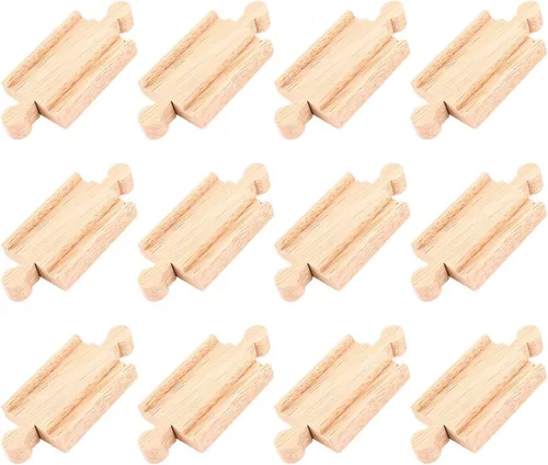 Vista 6 de Bigjigs Rail Mini Track (paquete de 8) - Otras marcas principales de rieles de madera son compatibles