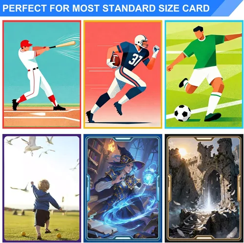Vista 7 de Fundas para tarjetas de color azul nocturno aptas para MTG, 300 piezas de ajuste perfecto, fundas estándar para tarjetas de intercambio, tarjetas