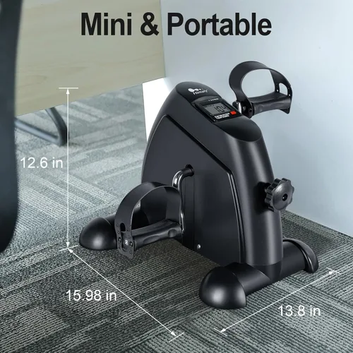 Vista 6 de Mini Exercise Bike, himaly Under Desk Bike Pedal Exerciser Portable Foot Cycle Arm & Leg Peddler Machine with LCD Screen Displays