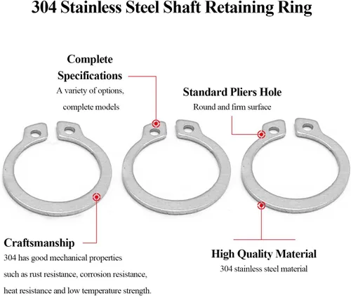 Vista 4 de PHasz 50 piezas de anillos de retención de clip en C externos de acero inoxidable 304 para ejes, ejes y otras piezas móviles, 0.83 pulgadas