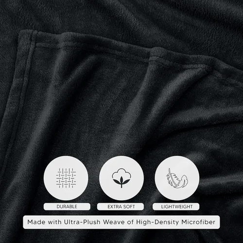 Vista 3 de Utopia Bedding Manta de Forro Polar Negro Tamaño Throw Ligera Suave Mullida Antiestática de Microfibra para Cama (60 x 50 Pulgadas)