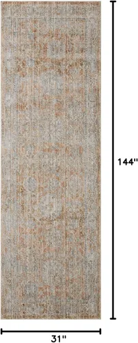 Vista 31 de Loloi Jean Stoffer Katherine Collection KES-02 Ocean/Coral 2'-7'' x 10'-0'', .25" Pile Height, Runner Rug