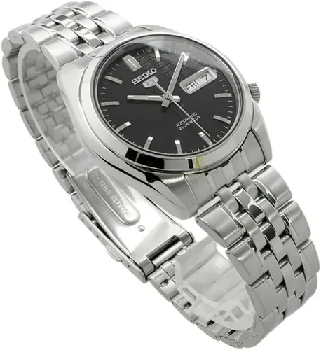 Vista 3 de Seiko Reloj analógico de acero inoxidable SNK361 para hombre con esfera negra, Negro -, Automático