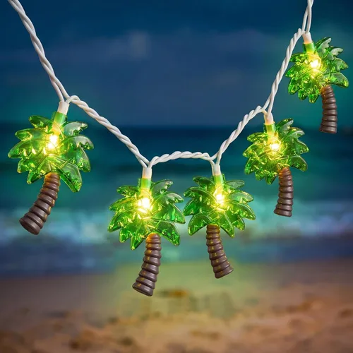 Vista 11 de Guirnalda de luces de cristal de cóctel, 8.5 pies, con temática de playa tropical, luces de copa de vino con 10 luces LED, luces de hadas de patio