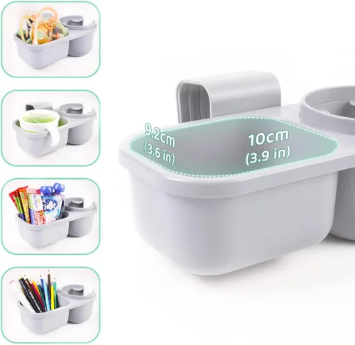 Vista 4 de SnackPod - Soporte para tazas y aperitivos para asientos de automóvil convertibles y cochecitos, sin BPA, color gris