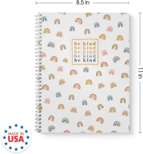 Vista 3 de Gotcha Covered Notebooks Be Kind Modern - Cuaderno de espiral arcoíris / diario de 8.5 x 11 pulgadas / 120 páginas con rayas anchas/tapa blanda