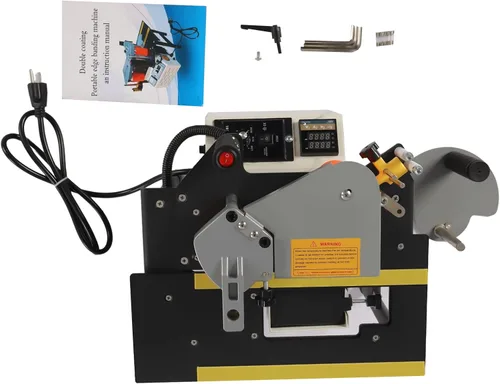 Vista 3 de Máquina de bandas de borde de 900 W, banda de borde de PVC/madera resistente con pegamento de doble cara, temperatura ajustable (248-356°F) y altura
