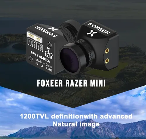 Vista 2 de FOXEER Cámara FPV Razer Mini 1200TVL 1/3" Sensor CMOS Lente de 2.1mm 4:3 OSD PAL/NTSC Cambiable Soporte de Placa Ultra Ligera Nano Cámara FPV