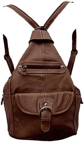 Vista 2 de Silver Fever - Mochila organizadora de cuero genuino, Marrón, Classic