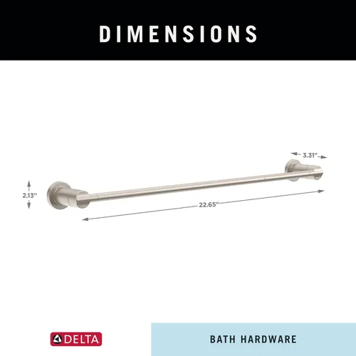 Vista 9 de Delta Nicoli (1 paquete) 18'' con extensor de 6'' Toallero para baño SpotShield Níquel cepillado Extensible 18-24'' Barra de toalla para baño