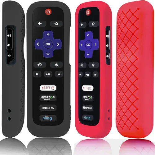 Vista 12 de Paquete de 2 fundas de control remoto con tapa de batería para TCL Roku Smart TV Streaming Stick Remote, funda protectora de silicona universal piel