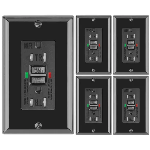 Vista 9 de POWAWINI GFCI - Toma de corriente de 15 amperios, certificación UL, receptáculos GFI autocomprobados, resistente a manipulaciones, resistente a