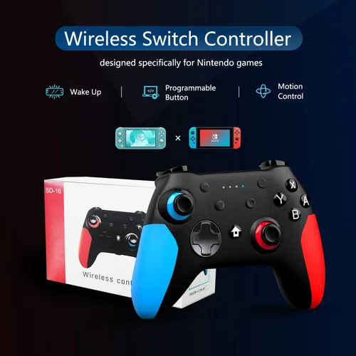 Vista 7 de Controlador de interruptor para Nintendo Switch, controlador Switch Pro para interruptor inalámbricoSwitch Lite remoto con doble vibración, eje