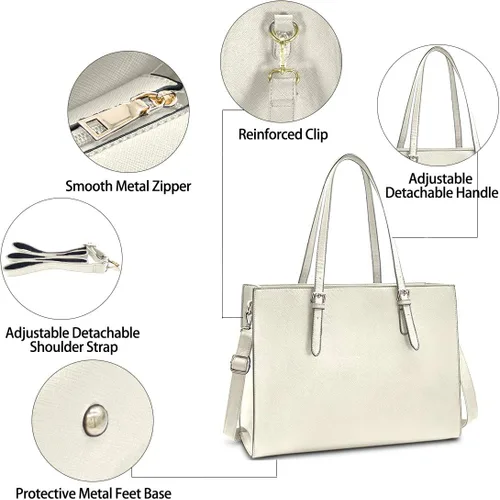 Vista 6 de Bolsa para laptop para mujer de 15.6 pulgadas, bolsa de piel, bolsa de trabajo