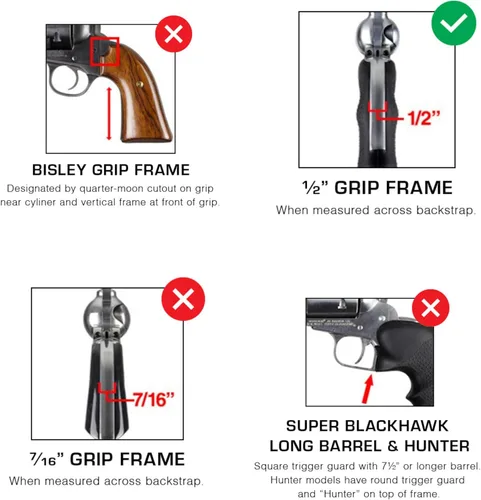 Vista 2 de Hogue Revólver de goma Monogrip con ranuras para dedos para Ruger Blackhawk / Single Six, Negro - 83000