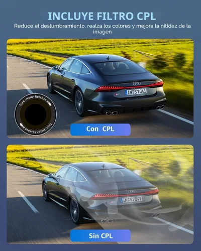 Vista 9 de Cámara de tablero de 4 canales frontal y trasera en el interior, cámara de coche de 360° 4K UHD, cámara de tablero para automóviles GPS Wi-Fi