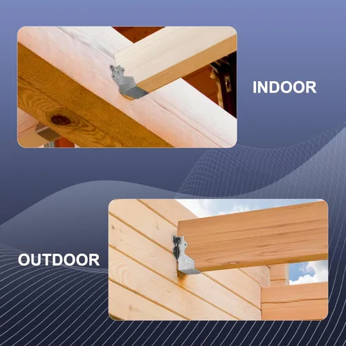 Vista 6 de Perchas de vigas de 2 x 4 para madera de calibre 20, galvanizado, soporte de vigueta para montaje en la cara, soporte para piso de terraza, marco