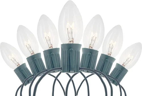 Vista 6 de Creative Hobbies Cadena de luces navideñas de 25 pies con bombillas incandescentes C7 transparentes – Luces clásicas de decoración navideña