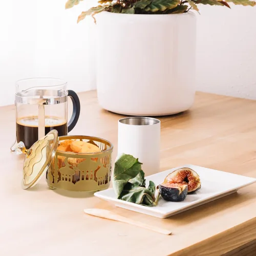 Vista 7 de EXCEART Bandeja de aperitivos de Oriente Medio con cubierta para golosinas Eid Nuts Frutos secos Fiesta Plato de té Celebraciones en el hogar