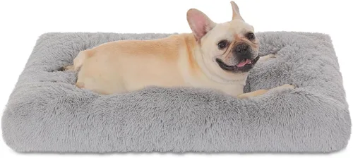 Vista 45 de Bedfolks Cama de Perrera de Felpa Impermeable para Perros, Funda Extraíble Lavable, Almohadilla de Piel Sintética para Perros y Gatos Pequeños, Negro